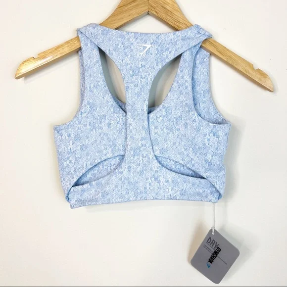 NWT Gymshark Fleur Texture Sports Bra Malibu Blue XS - Picture 2 of 10